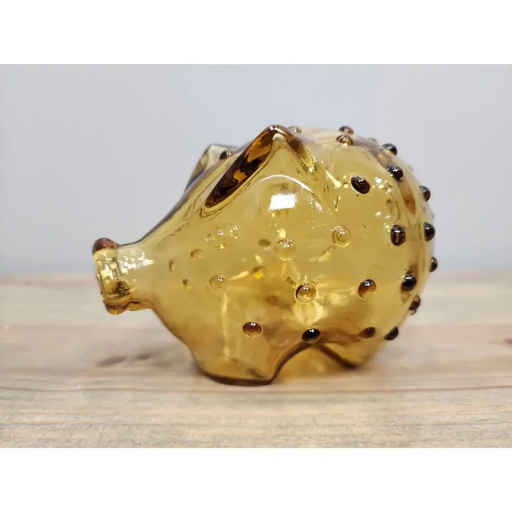 Holmegaard Jacob Bang Scandinavian Amber Pig Piggy Bank MCM Vintage Hobnail